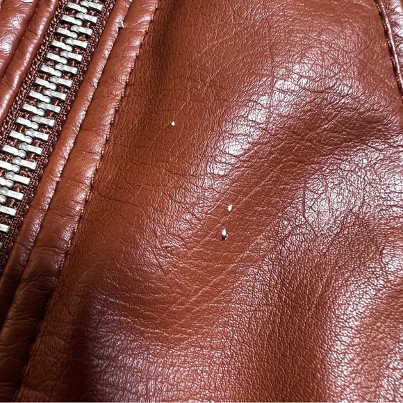 Anthropologie Brown Vegan Leather Moto Jacket Extra Large - Picture 10 of 15